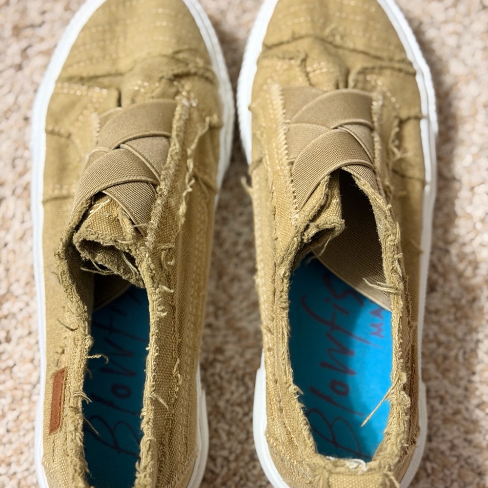 Blowfish Olive Frayed Slip-Ons